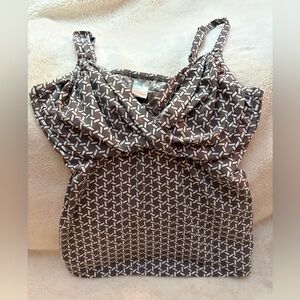 Swim Systems Women's  Brown Geometric Print Draped Swim Top